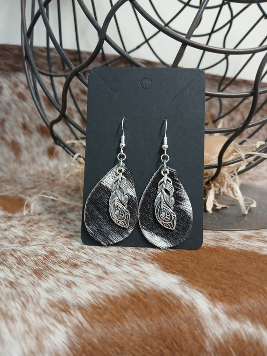 Cowhide teardrop earrings
