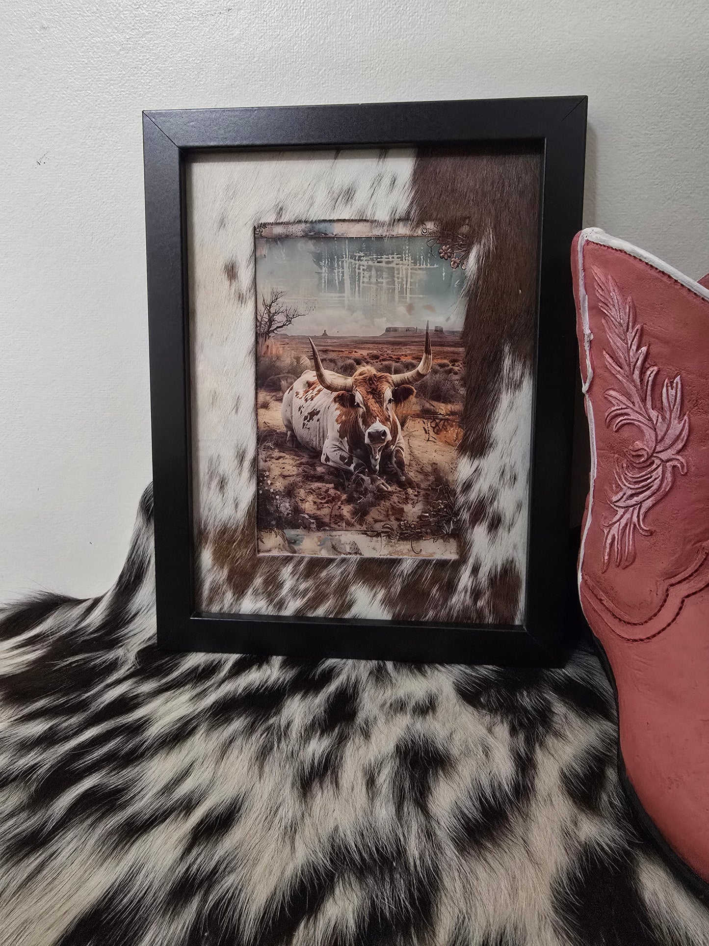 Cowhide frame with print