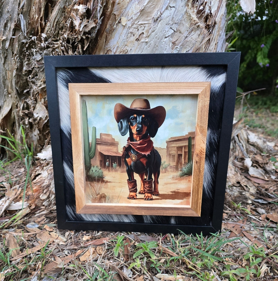 Handcrafted Square Cowhide 3D Print - Dimensional Australian Art