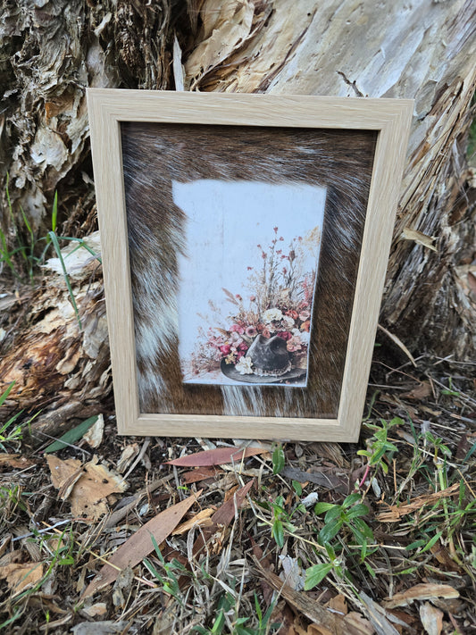 Cowhide frame with print