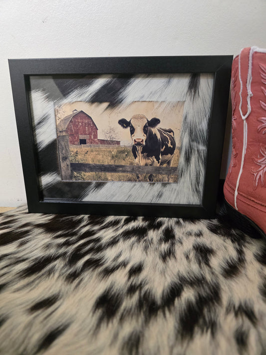 Cowhide frame with print