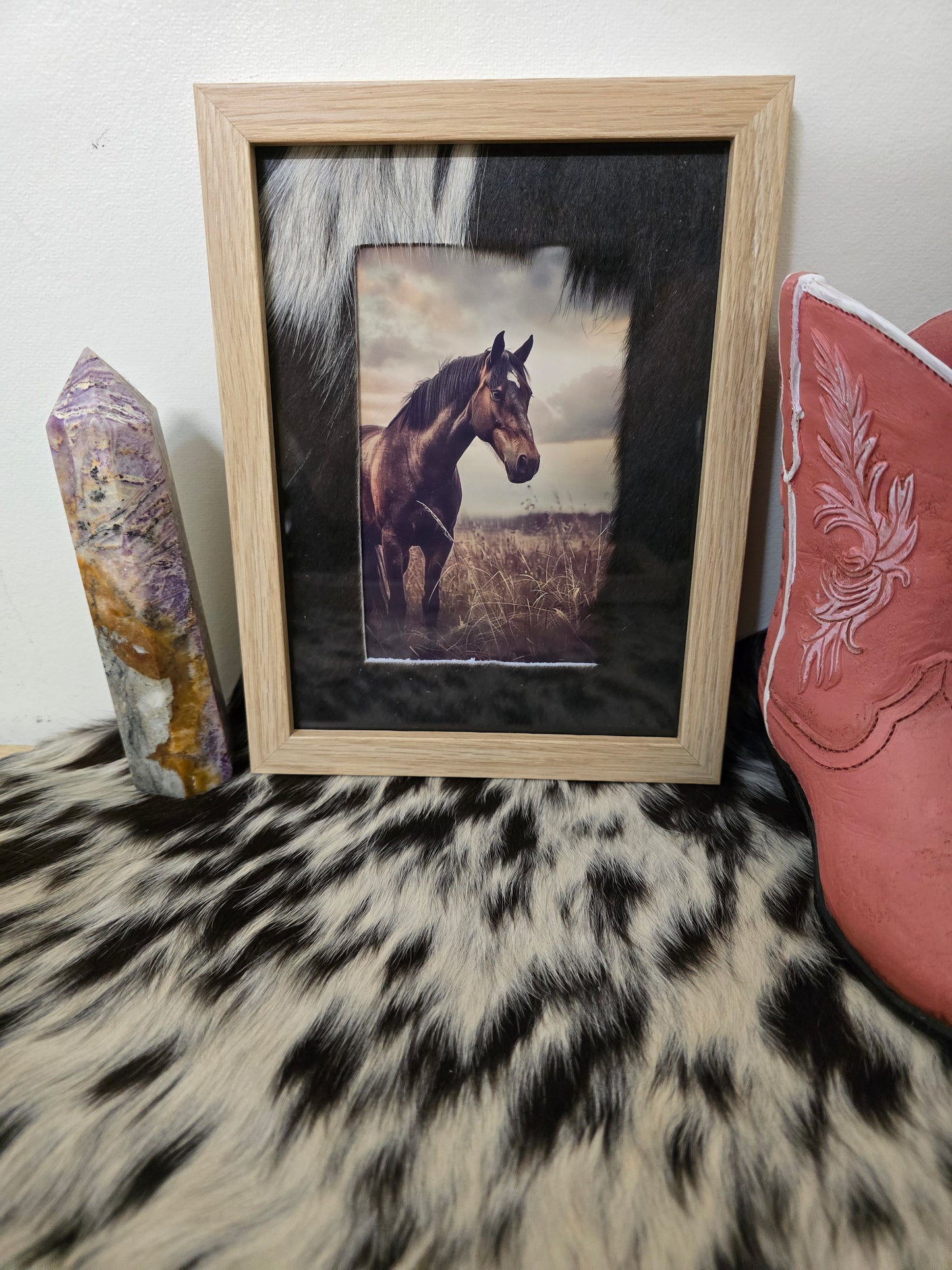 Cowhide frame with print