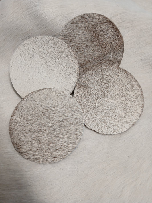 Handcrafted Cowhide Coaster Set of 4