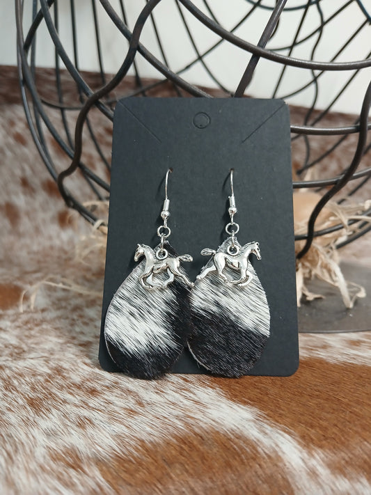 Cowhide teardrop earrings