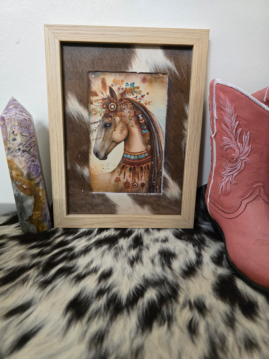 Cowhide frame with print
