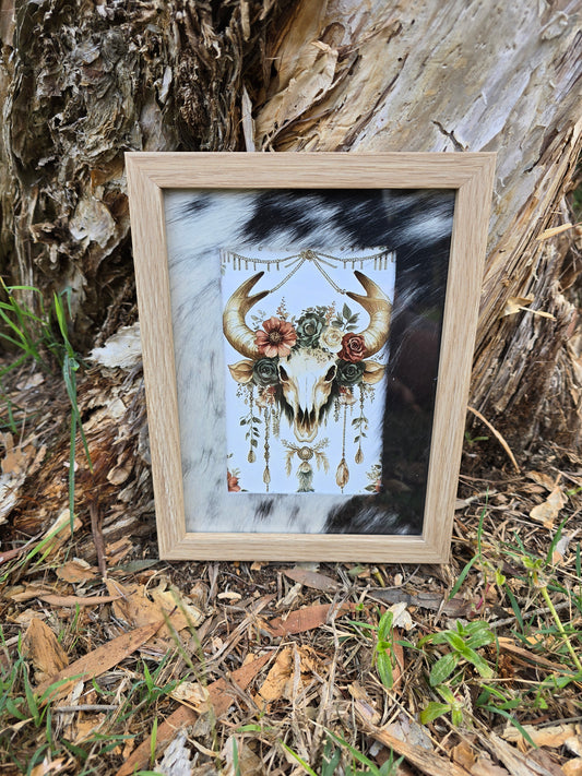 Cowhide frame with print