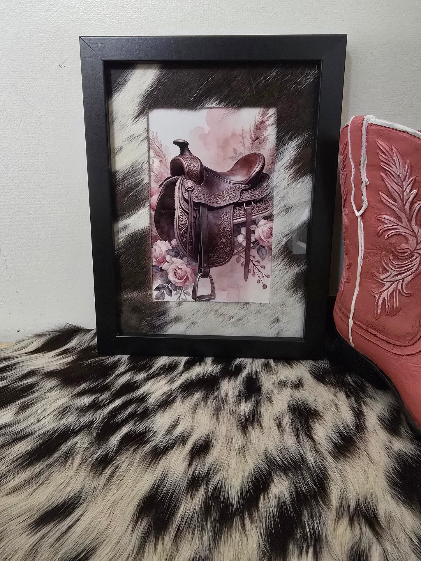 Cowhide frame with print