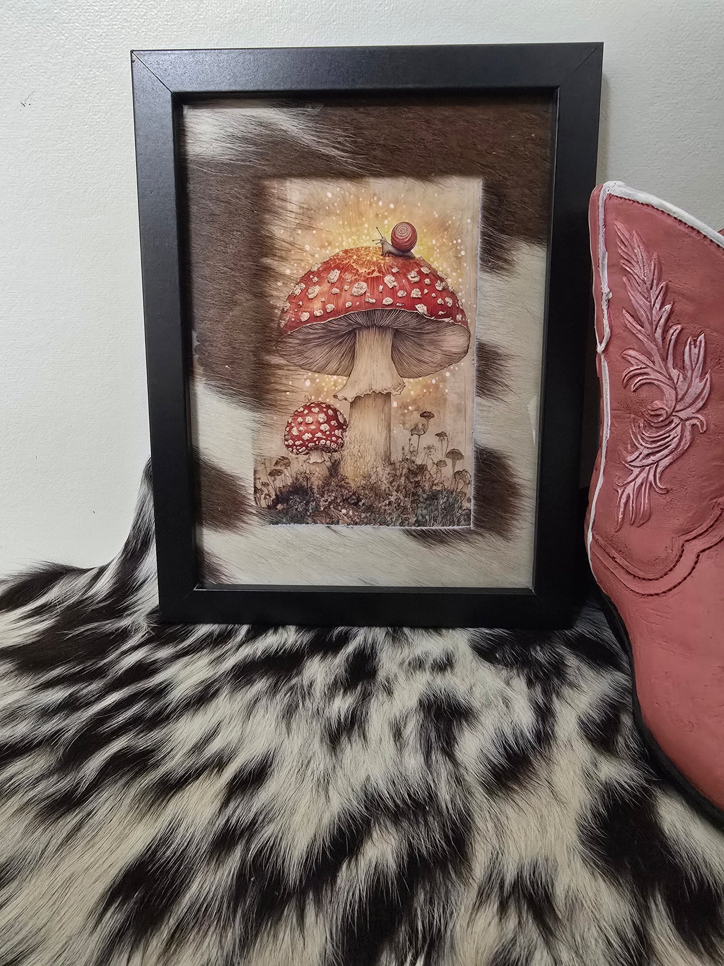 Cowhide frame with print