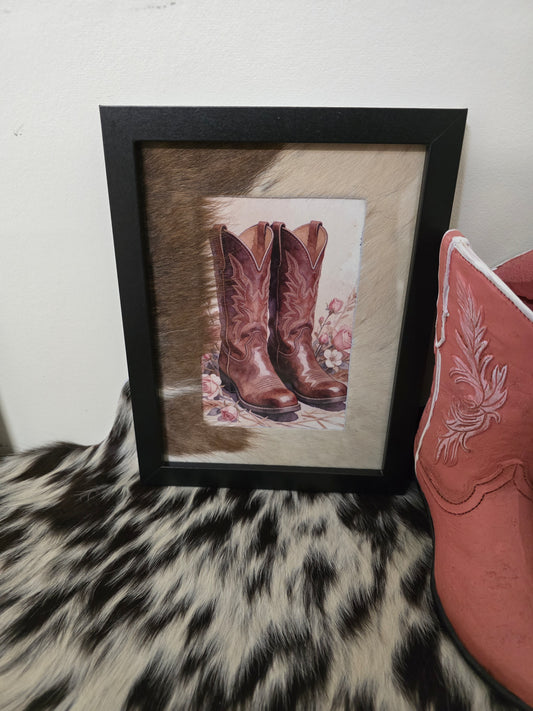 Cowhide frame with print