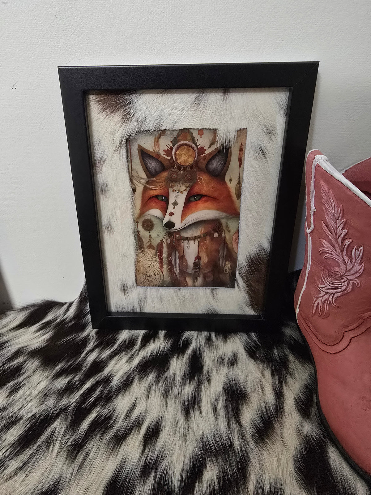 Cowhide frame with print