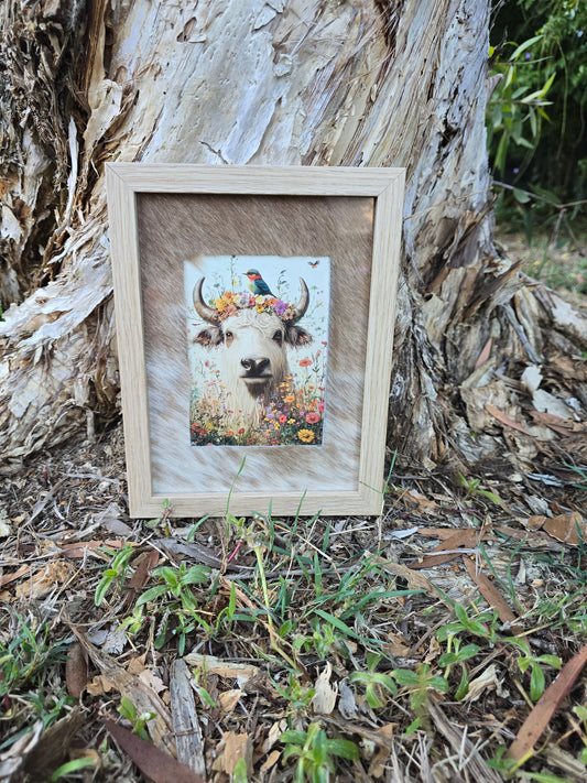 Cowhide frame with print