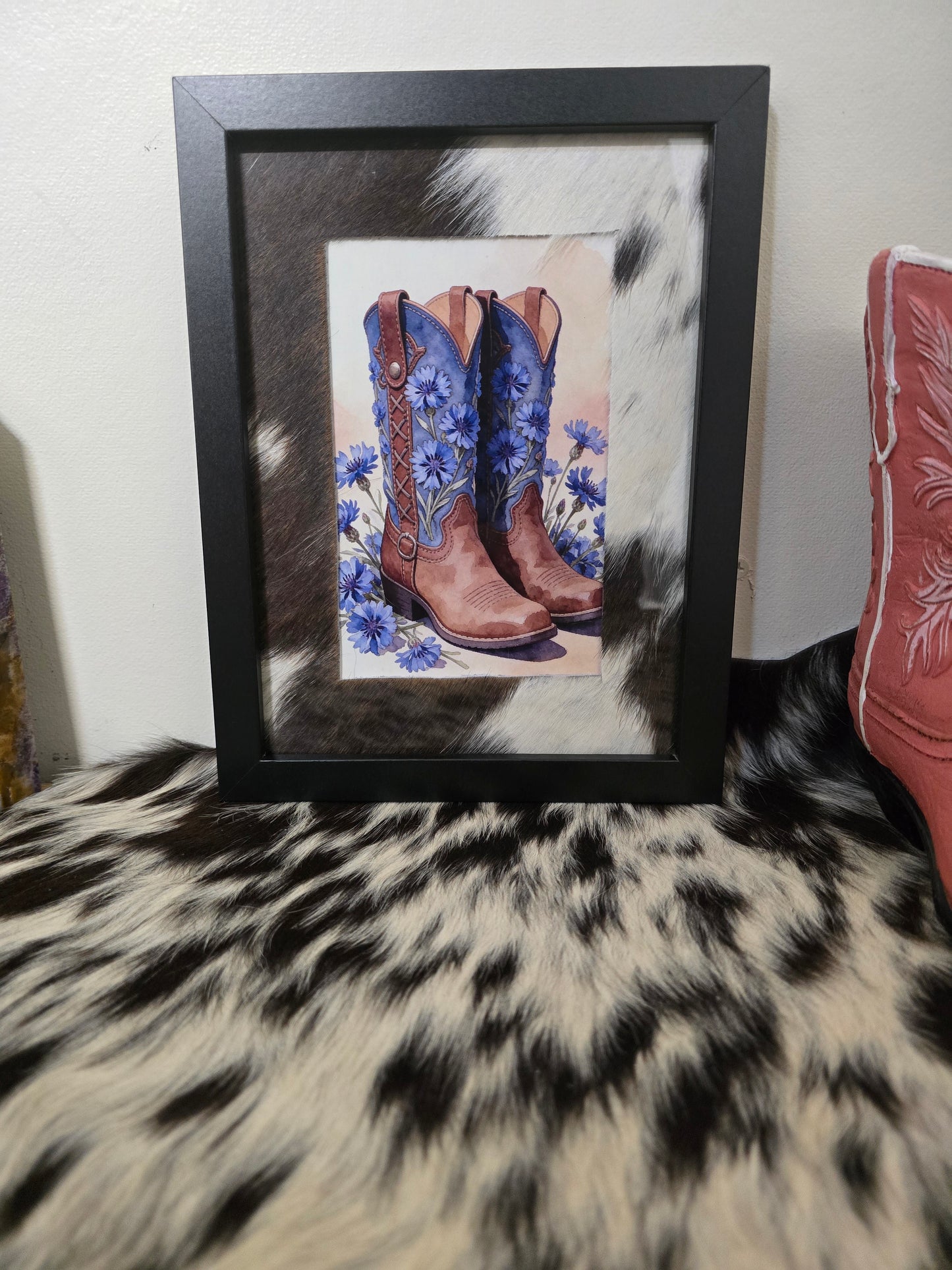 Cowhide frame with print