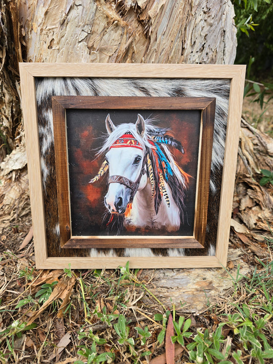 Handcrafted Square Cowhide 3D Print - Dimensional Australian Art