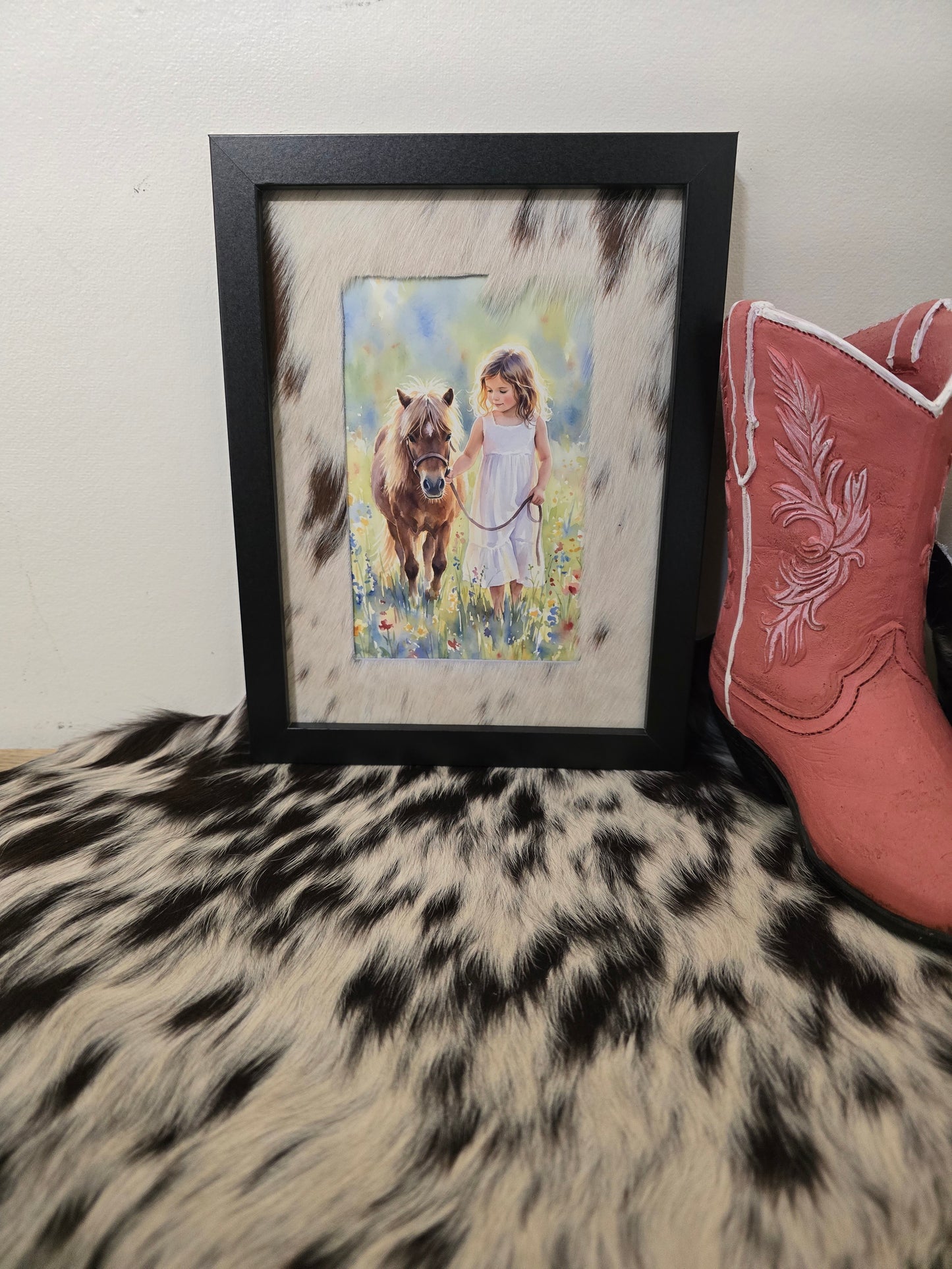 Cowhide frame with print
