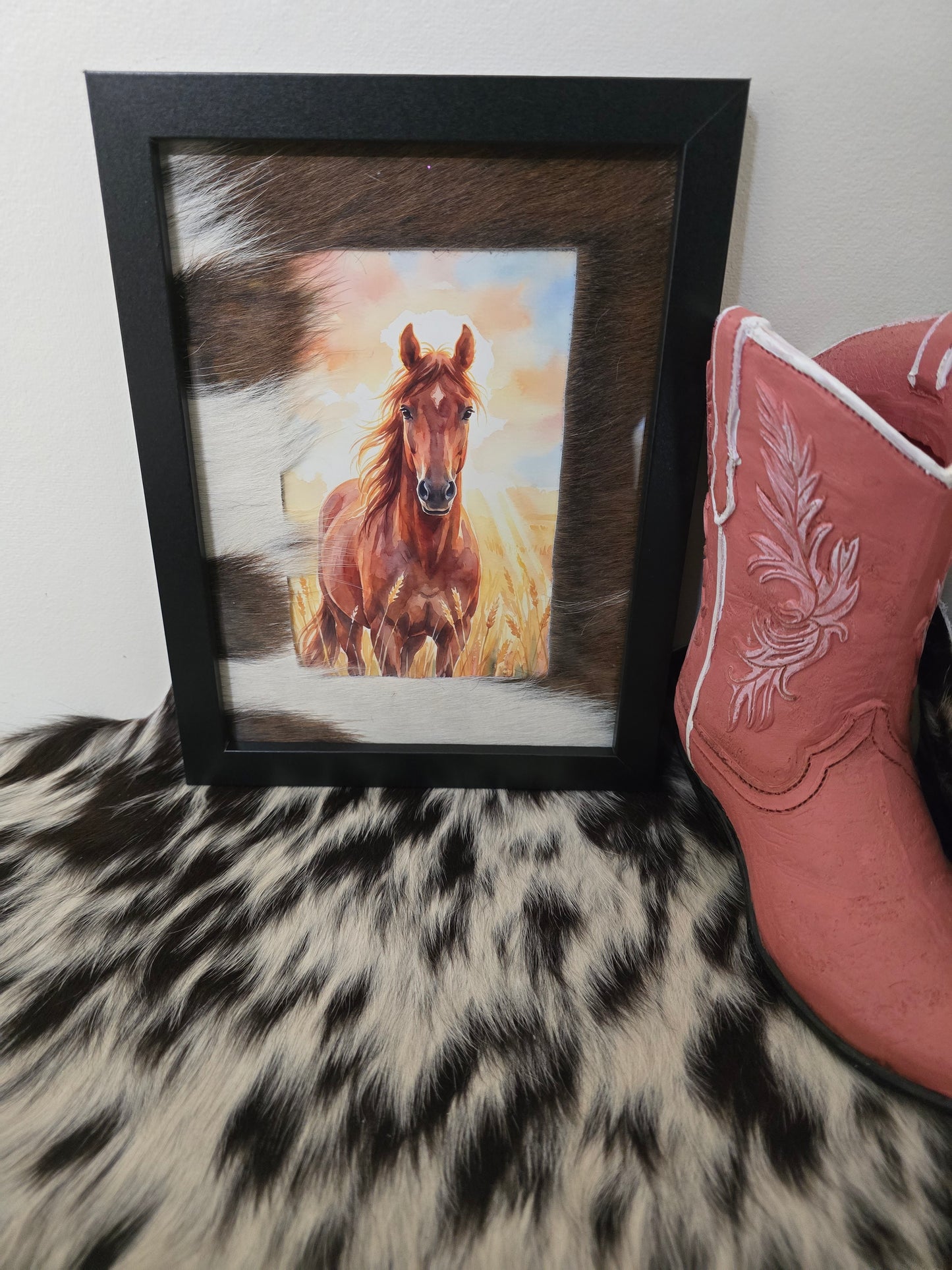 Cowhide frame with print