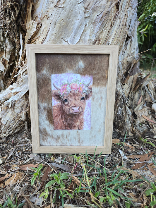 Cowhide frame with print