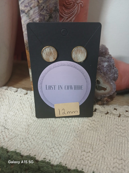 Cowhide Stud earrings (golden stud)