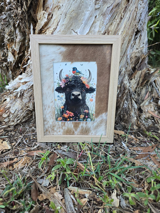 Cowhide frame with print