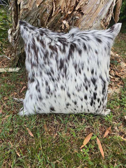 Long Haired Salt & Pepper Cowhide Cushion