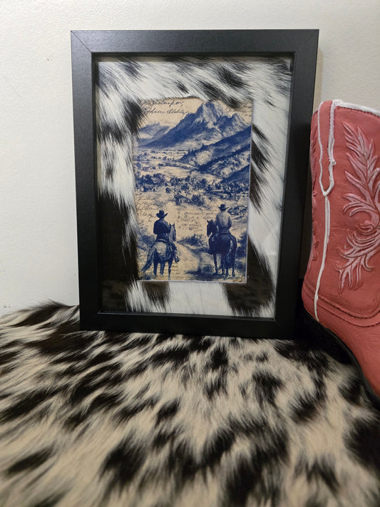 Cowhide frame with print
