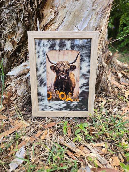 Cowhide frame with print