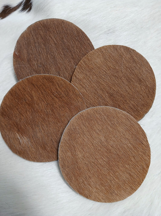 Handcrafted Cowhide Coaster Set of 4