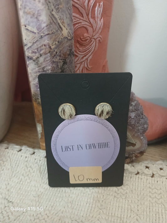 Cowhide Stud earrings (golden stud)